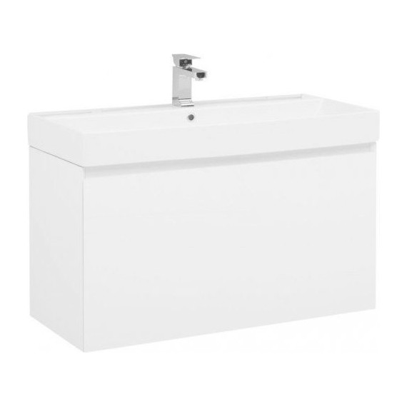 Тумба подвесная с раковиной Aquanet Йорк 100 см 202091, белый - фото 