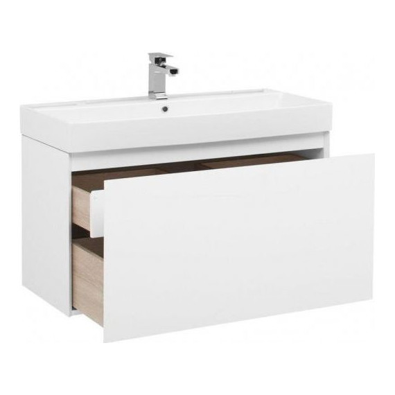 Тумба подвесная с раковиной Aquanet Йорк 100 см 202091, белый - фото 2