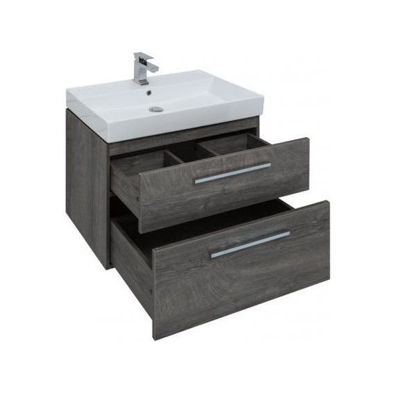 Тумба подвесная с раковиной Aquanet Nova 75 см 242260, дуб рошелье, Цвет фасада: дуб рошелье - фото 9