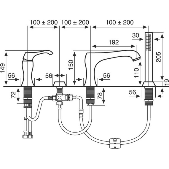 Смеситель для ванны Emmevi Ares NEO76120, черный - фото 2
