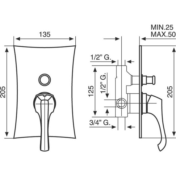 Смеситель для ванны Emmevi Ares OR76019, золото - фото 2