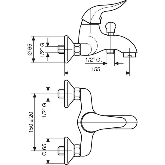 Смеситель для ванны Emmevi Duka BR44001, бронза - фото 2