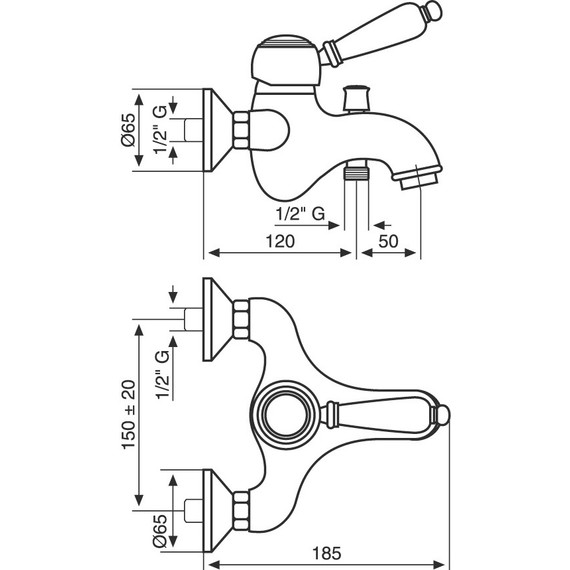 Смеситель для ванны Emmevi Laguna BR40061, бронза - фото 2