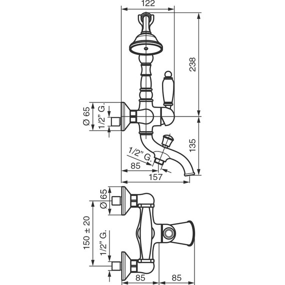 Смеситель для ванны Emmevi Laguna BR40011, бронза - фото 2