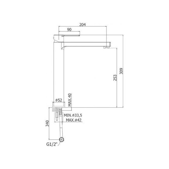 Смеситель для раковины высокий Paffoni Ringo RIN081NO, чёрный матовый - фото 3