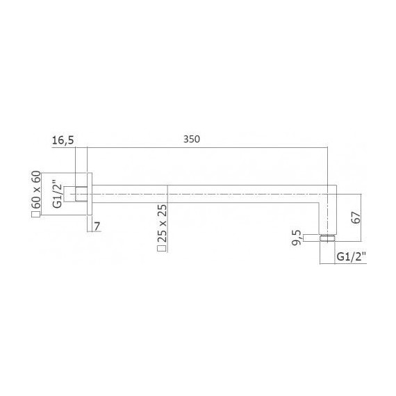 Кронштейн стеновой для верхнего душа Paffoni Quadro 350 мм ZSOF063CR350 - фото 2