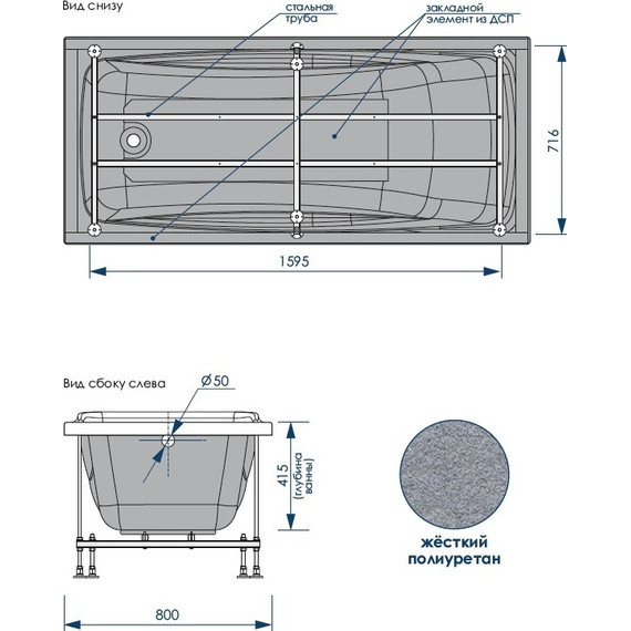 Ванна акриловая Loranto Granby 180x80 см - фото 11