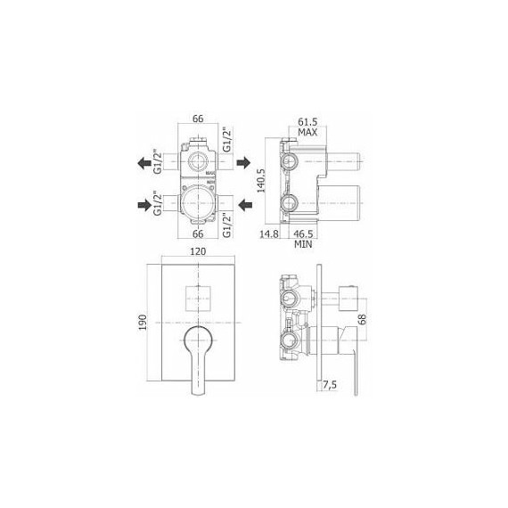 Смеситель для ванны Paffoni Elle EL018NO/M, чёрный матовый - фото 2