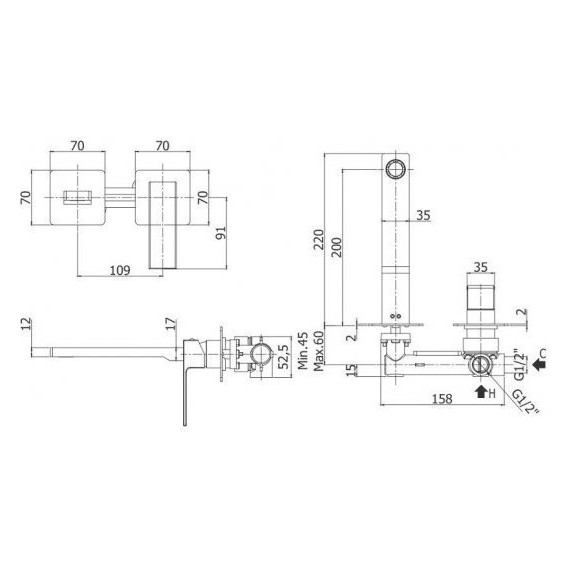 Смеситель для раковины настенный Paffoni Elle EL105NO70, чёрный матовый - фото 2