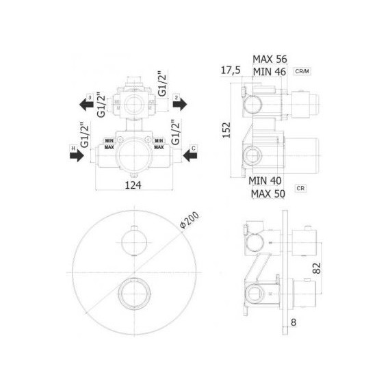 Смеситель для ванны с термостатом Paffoni Light LIQ018NO, чёрный матовый - фото 2
