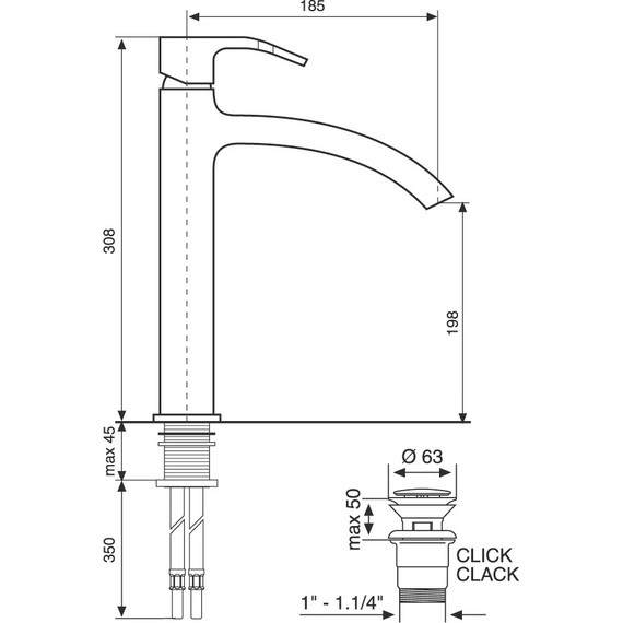 Смеситель для раковины высокий Emmevi Niagara CR74003BIG - фото 2