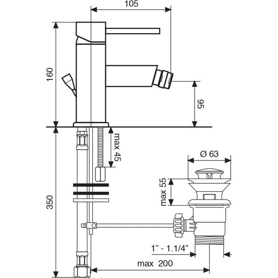 Смеситель для биде Emmevi Piper NEO45004, черный - фото 2