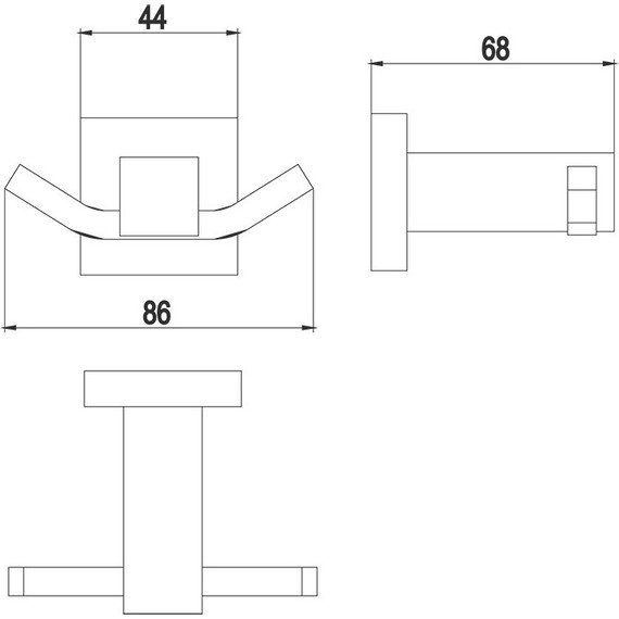 Двойной крючок Timo Selene 17012/17, золото матовое - фото 2