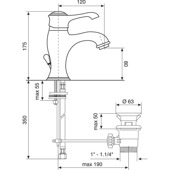 Смеситель для раковины Emmevi Tiffany OR6003, золото - фото 2