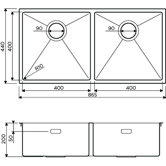 Кухонная мойка Omoikiri Taki 86-2-U/IF GM (4993793) 1,2 мм, вороненая сталь, Цвет производителя: вороненая сталь - фото 2