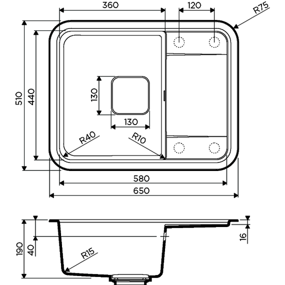 Кухонная мойка Omoikiri Tasogare 65-BL 4993490, чёрный, Цвет производителя: чёрный - фото 3