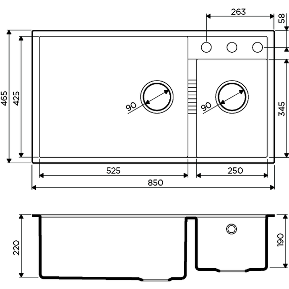 Кухонная мойка Omoikiri Tedori 85-2-U SA 4993942, бежевый, Цвет производителя: бежевый - фото 3
