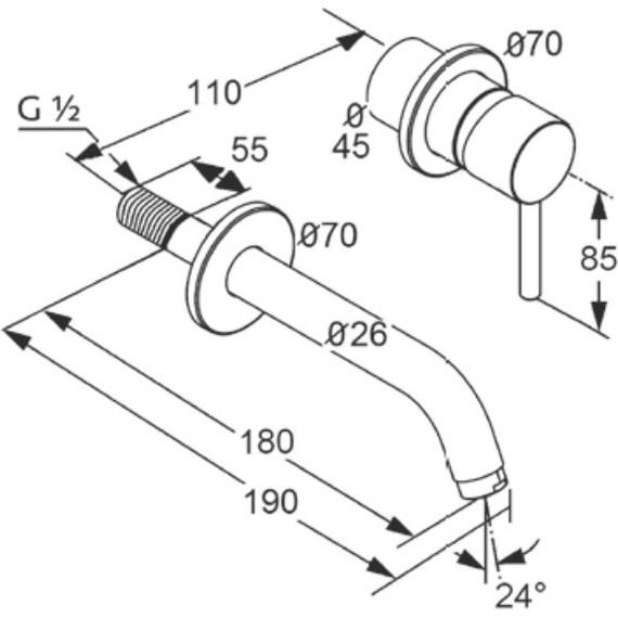 Смеситель для раковины настенный Kludi Bozz 180 мм 382443976, черный - фото 3
