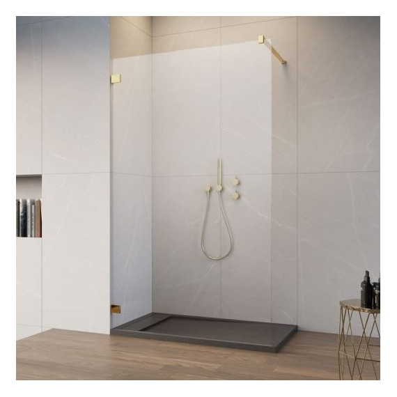 Душевая перегородка Radaway Essenza Pro 8 Gold Walk-in 155х200 см 1012155-09-01 (стекло 8 мм), золото/прозрачное - фото 