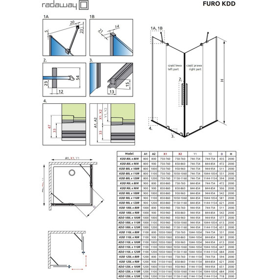 Душевое ограждение Radaway Furo KDD 120х120 см (стекло 8 мм), хром/прозрачное - фото 8