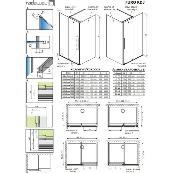 Душевое ограждение Radaway Furo KDJ 130х100 см L (стекло 8 мм), хром/прозрачное - фото 5