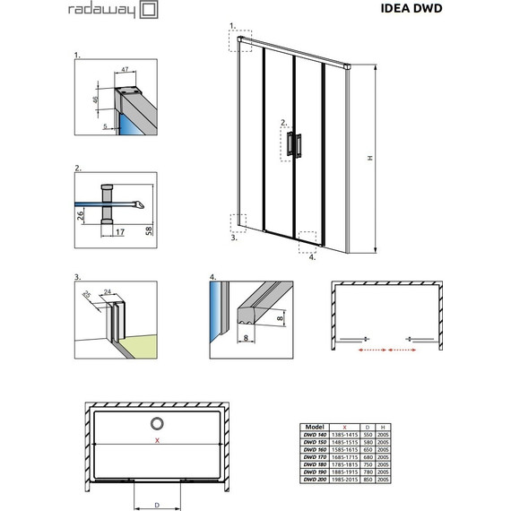 Душевая дверь Radaway Idea Gold DWD 190 см 387129-09-01, золото/прозрачное - фото 8