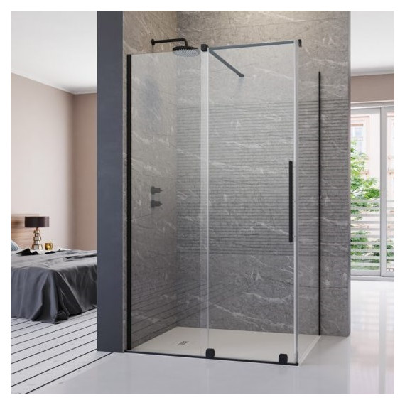 Душевое ограждение Radaway Furo Black KDJ 130х100 см L (стекло 8 мм), черный/прозрачное - фото 