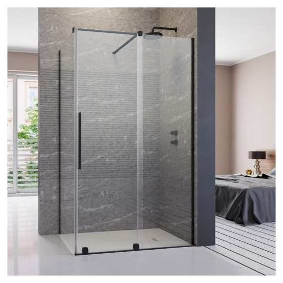 Душевое ограждение Radaway Furo Black KDJ 100х70 см R (стекло 8 мм), черный/прозрачное - фото 