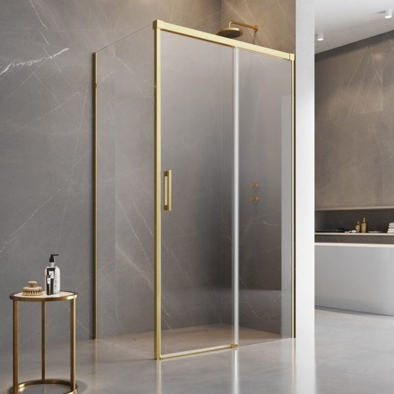 Душевое ограждение Radaway Idea Gold KDJ 150х90 см R, золото/прозрачное - фото 