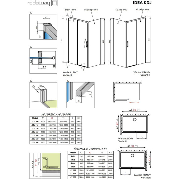 Душевое ограждение Radaway Idea Gold KDJ 150х90 см L, золото/прозрачное - фото 7