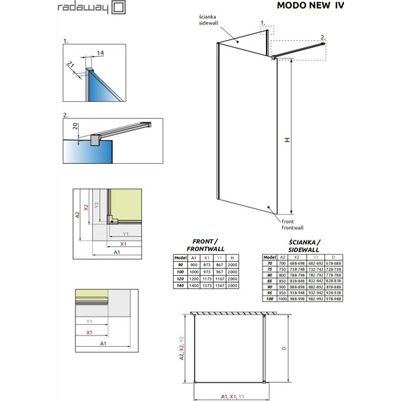 Душевое ограждение Radaway Modo New Black IV 130х90 см (стекло 8 мм), черный/прозрачное - фото 3