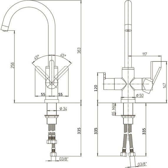 Смеситель для кухни Paini Cox 78CR6433VL2KM - фото 4