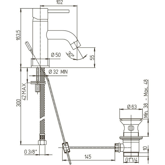 Смеситель для раковины Paini Cox 78PJ211, золото - фото 3
