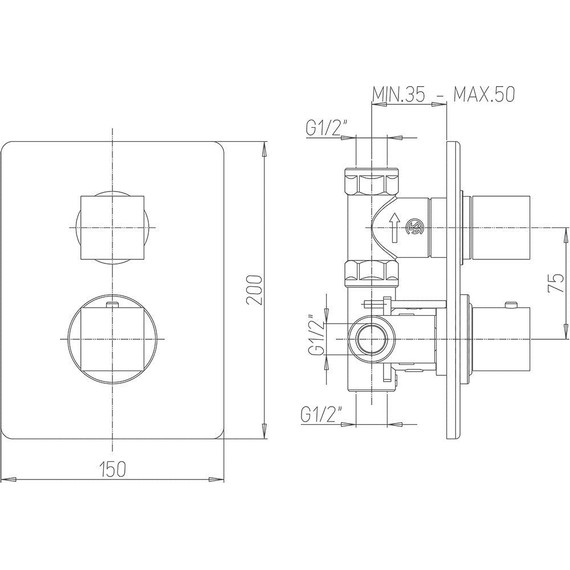 Смеситель для душа с термостатом Paini Dax-R 84PZ690TH, черный - фото 3