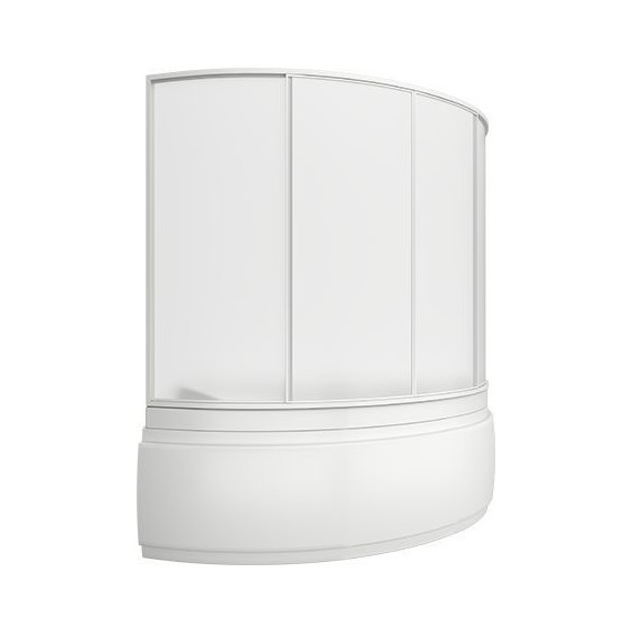 Шторка для ванны Bas Лагуна 1700х1450 мм, белый/матовое (пластик) - фото 