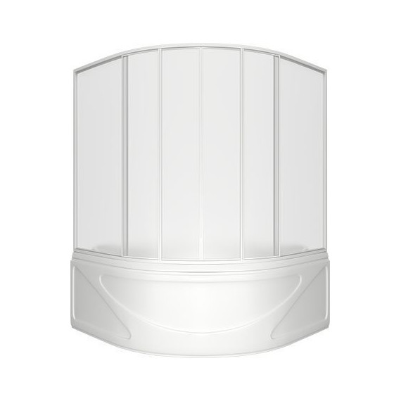 Шторка для ванны Bas Хатива 1430х1430 мм, белый/матовое (пластик) - фото 