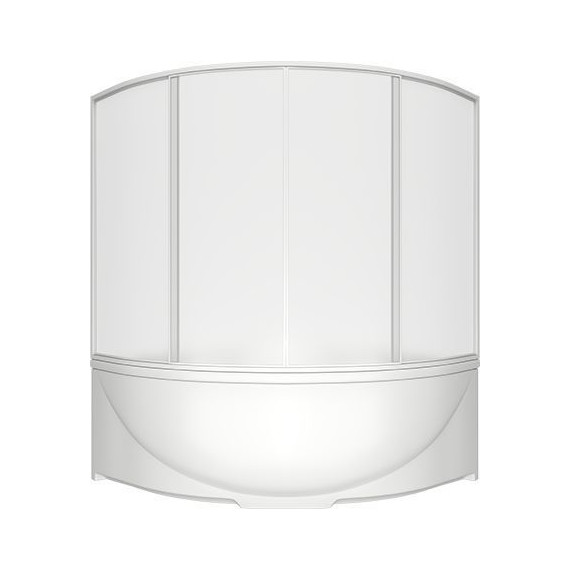 Шторка для ванны Bas Ирис/Империал 1500х1450 мм, белый/матовое (пластик вотер) - фото 
