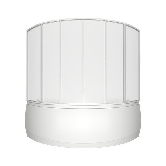 Шторка для ванны Bas Мега 1600х1450 мм, белый/матовое (пластик) - фото 