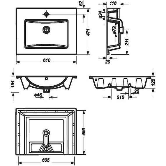 Раковина врезная Sanita Luxe QUADRO 60 см WB.FN/Quadro/60-C/WHT.G/S1 - фото 6