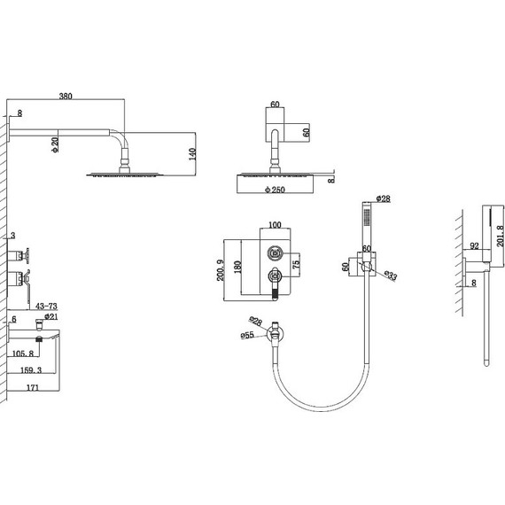 Душевая система для ванны Bronze de Luxe 1760’s Loft 6630CC - фото 2