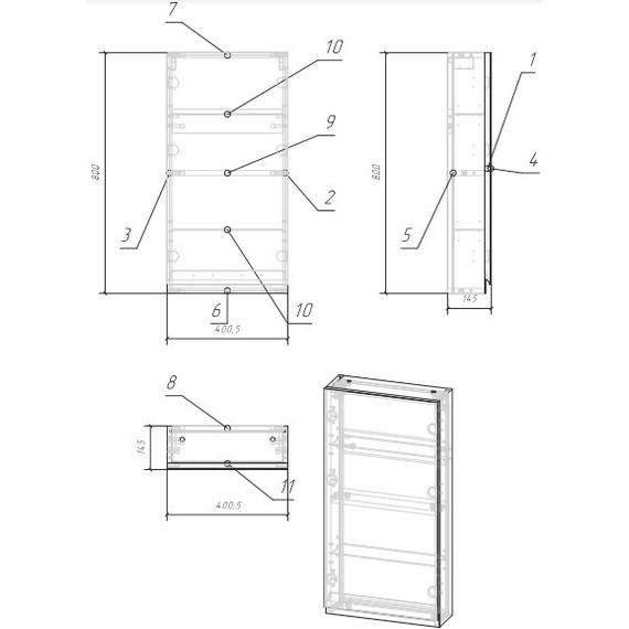 Зеркало-шкаф Cersanit Moduo 40 см LS-MOD40/Wh, белый - фото 4