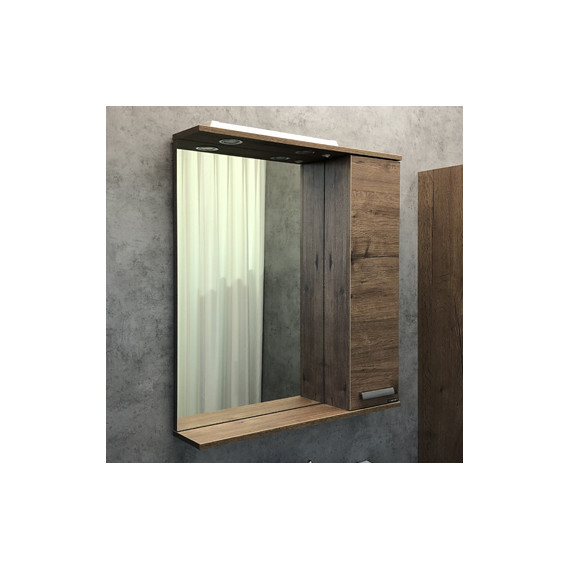 Зеркало-шкаф Comforty Марио 75 см, дуб тёмный - фото 