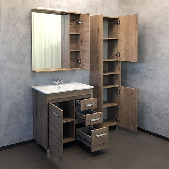 Зеркало-шкаф Comforty Марио 75 см, дуб тёмный - фото 5