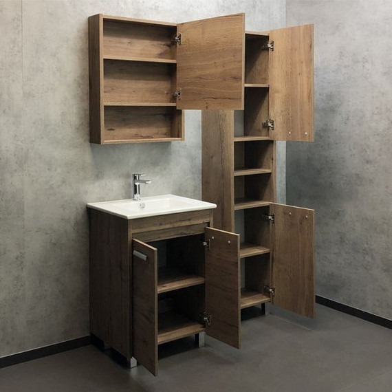 Тумба напольная с раковиной Comforty Марио 60 см, дуб тёмный - фото 8