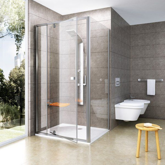 Душевое ограждение Ravak Pivot PPS+PDOP2-100x100 см, сатин/прозрачное - фото 3