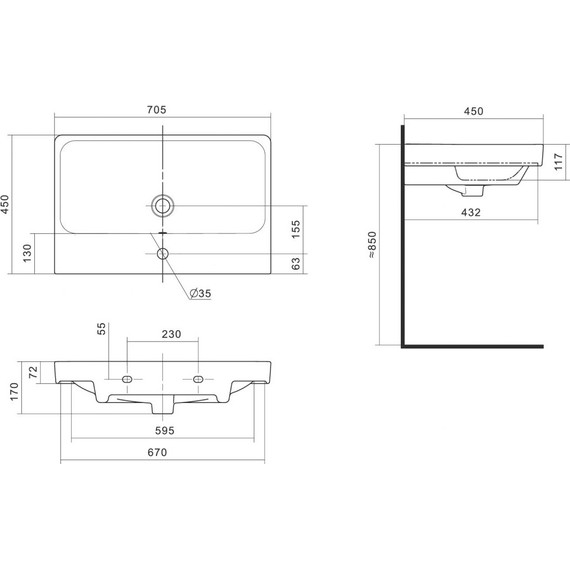 Раковина подвесная Santek Адриана 70 см 1.WH50.1.628 - фото 6