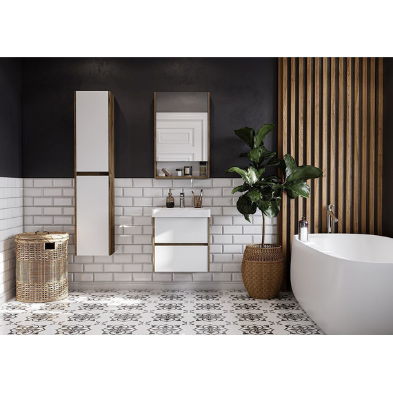 Зеркало-шкаф Акватон Сканди 55 см 1A252102SDZ90, белый/дуб рустикальный - фото 6