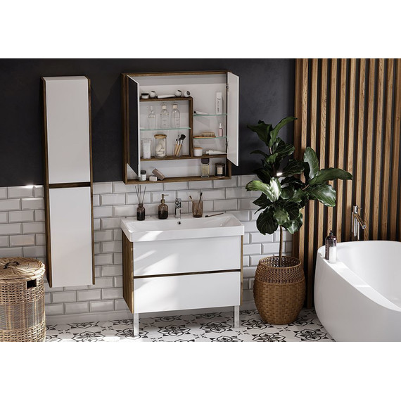 Зеркало-шкаф Акватон Сканди 70 см 1A252202SDZ90, белый/дуб рустикальный - фото 6