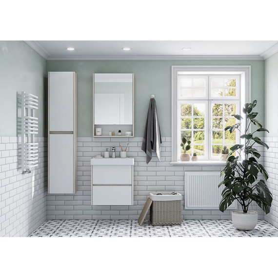 Шкаф подвесной Акватон Сканди 35 см 1A255003SDB20, белый/дуб верона - фото 5