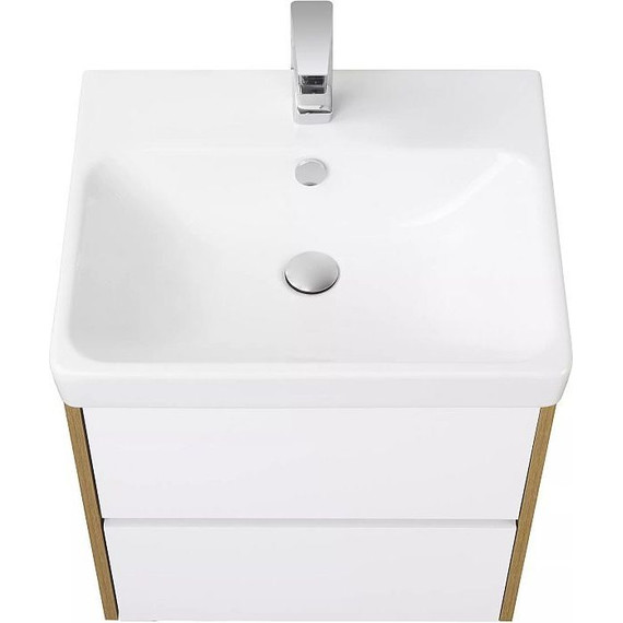 Тумба подвесная с раковиной Акватон Сканди 55 см 1A2517K0SDZ90, белый/дуб рустикальный - фото 7